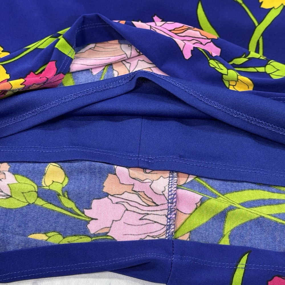 Ronni Nicole Shift Dress Womens 4 Cobalt Blue Floral Cocktail Stretch 3/4 Sleeve - Picture 12 of 16